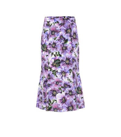 Dolce & Gabbana - Floral stretch-silk midi skirt | Mytheresa