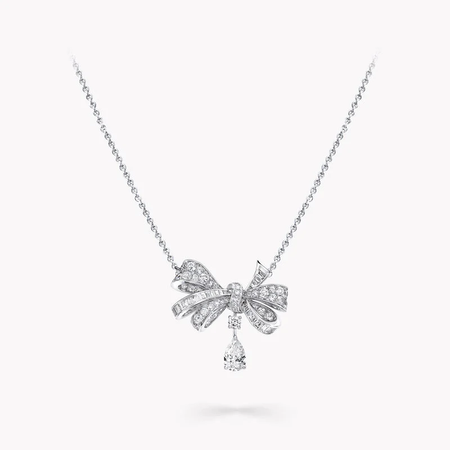 Graff Tilda's Bow Classic Diamond Drop Pendant Necklace
