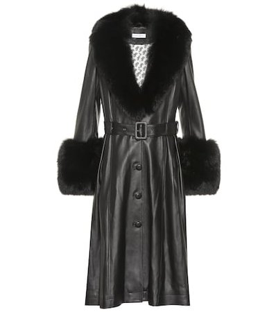 Foxy fur-trimmed leather coat