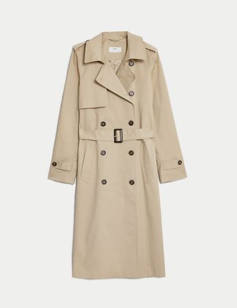 Cotton Rich Belted Longline Trench Coat | M&S Collection | M&S