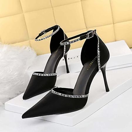 Amazon.com | JOEupin Women Pointed Toe Ankle Strap Wedding Bridal Shoes D'Orsay High Heel Pumps Satin Evening Party Dress Shoes | Shoes