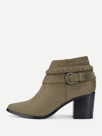 HEELED COWBOY ANKLE BOOTS - Sandy Brown