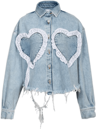 jeans jacket w hearts -denim blue