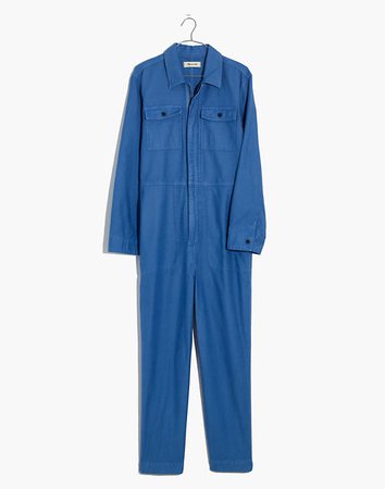 Garment-Dyed Zip-Front Coverall Jumpsuit