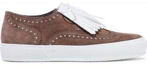Tolka Fringed Leather And Perforated Suede Sneakers