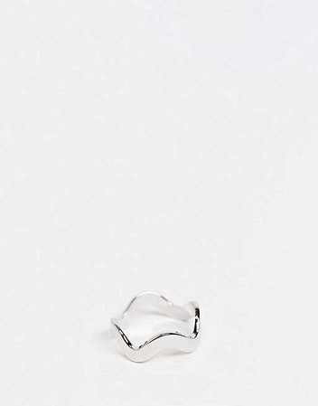 ASOS DESIGN ring in wave design in silver tone | ASOS