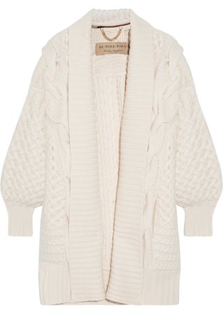 Burberry Cable-knit wool and cashmere-blend cardigan