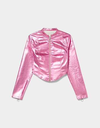 Metallic denim jacket - Outerwear - Woman | Bershka