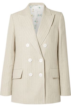 Racil | Casablanca double-breasted pinstriped linen blazer | NET-A-PORTER.COM