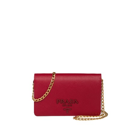 PRADA - Saffiano Leather Shoulder Bag Red