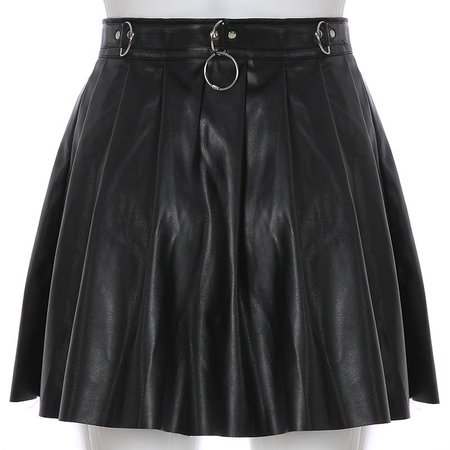 Gothic Faux Leather O-Ring Zipper Pleated Mini Skirt – ROCK 'N DOLL