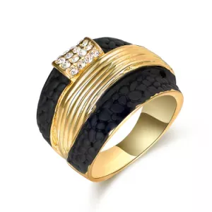 China Custom Fashion Gold Jewelry 2 Tone Ring Black and Gold Women Ring - China Gold Women Ring and Gold Women Jewelry price