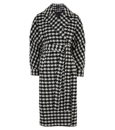 Black Dogtooth Belted Long Coat | New Look