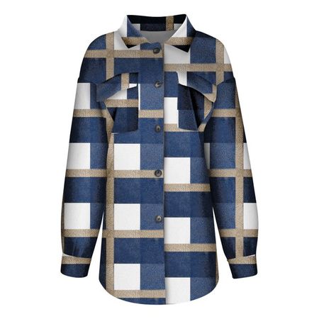 Coats For Women Plaid Printed Sweaters Shirt Long Sleeve Cardigan Outerwear Tops Trendy Long Outwear Tee,AQ3-Navy,Large - Walmart.com