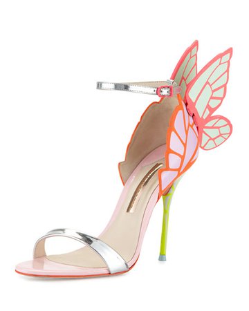 Sophia Webster Chiara Butterfly Wing Ankle-Wrap Sandal, Orchid/Spearmint | Neiman Marcus