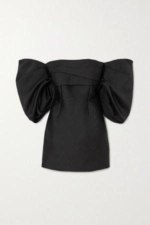 Black Elina off-the-shoulder cady mini dress | Solace London | NET-A-PORTER