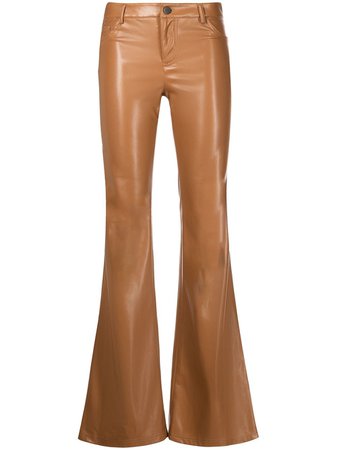 Shop Alice+Olivia mid-rise leather flared trousers with Express Delivery - FARFETCH