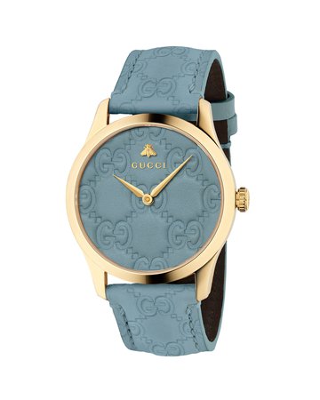 Gucci 38mm G-Timeless Logo Leather Watch
