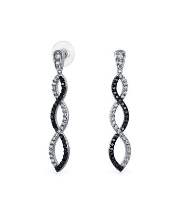 Bling Jewelry Black White Cubic Zirconia Pave Long Romantic Infinity Twist Drop Earrings For Women Prom Cocktail Party CZ - Macy's