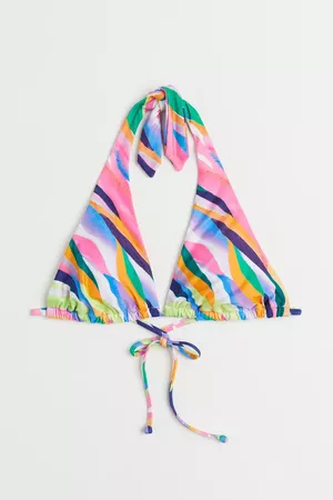 Padded triangle bikini top - Pink/patterned - Ladies | H&M US