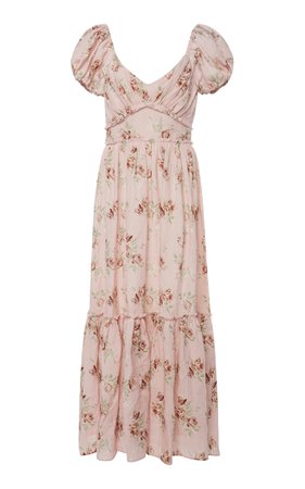 Angie Floral-Print Linen Maxi dress by LoveShackFancy | Moda Operandi