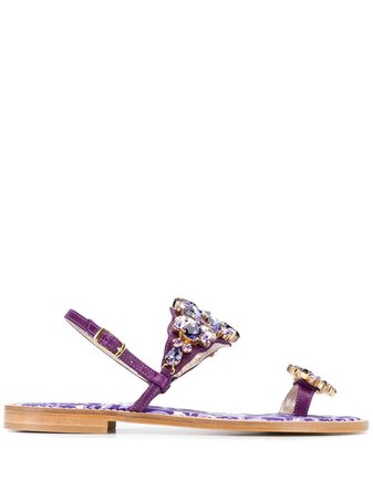 Emanuela Caruso Embellished Open-Toe Sandals U12C Purple | Farfetch