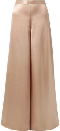 The Tommy Silk-charmeuse Wide-leg Pants - Neutral