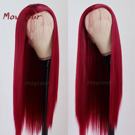 Maycaur Red Blue Green Color Long Straight Lace Front Wigs Heat Resistant Glueless Synthetic Hair Wigs for Women|Synthetic Lace Wigs| - AliExpress