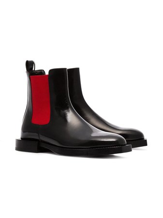 Alexander McQueen black and red chelsea leather boots £784 - Shop Online - Fast Global Shipping, Price