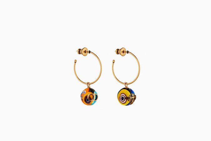 Boucles d'oreilles "D-Murrine" en métal vieilli doré et verre de Murano - Dior