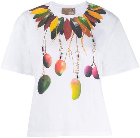 feather print T-shirt