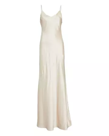 L'Agence Serita Silk Maxi Slip Dress In Ivory | INTERMIX®