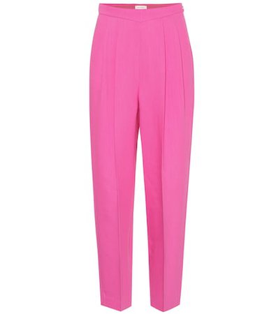 High-rise wool and silk pants