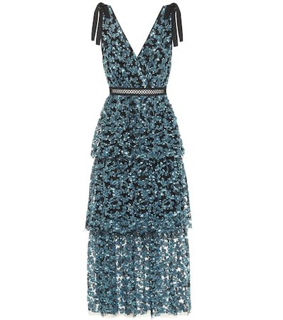 Tiered sequined midi dress