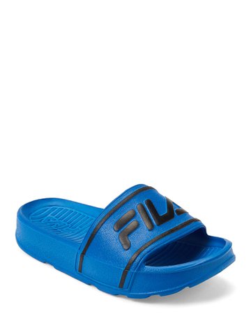 Fila (Toddler/Kids Boys) Blue & Black Sleek Slide Sandals | Sandals, Boy blue, Slide sandals
