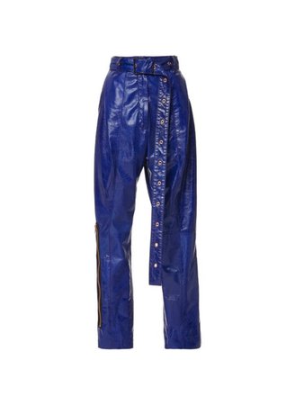faux leather blue 80s pants