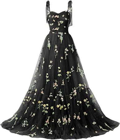 WaterDress Long Flower Tulle Prom Dresses 2023 Spaghetti Straps Ball Gowns for Women WD204 at Amazon Women’s Clothing store