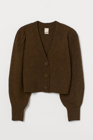 Wool-blend cardigan - Brown-green - Ladies | H&M GB