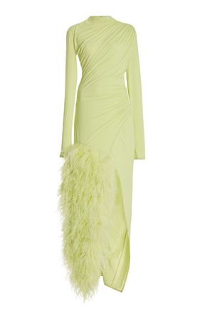 Feather-Trimmed Matte Jersey Maxi Dress By Lapointe | Moda Operandi