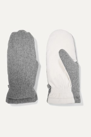 LORO PIANATwo-tone brushed-cashmere mittens