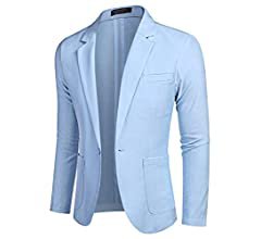 COOFANDY Men's Linen Blazer Jackets Lightweight Sports Coats One Button White at Amazon Men’s Clothing store
