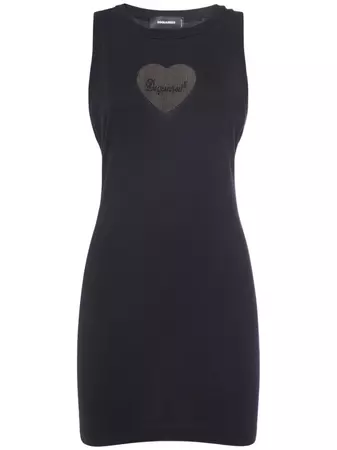 Cotton jersey mini dress w/logo heart - Dsquared2 - | Luisaviaroma