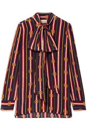 Gucci | Pussy-bow printed silk crepe de chine blouse | NET-A-PORTER.COM