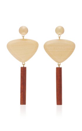 The Empire Wood And Gold-Plated Brass Drop Earrings by Sophie Monet | Moda Operandi