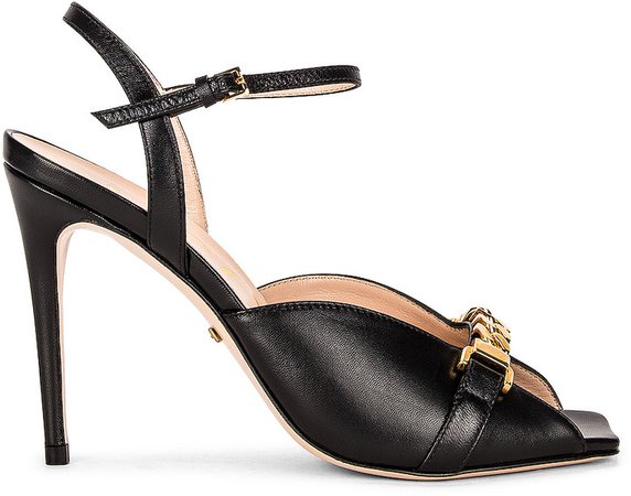 Sylvie Chain Leather Sandals in Nero | FWRD