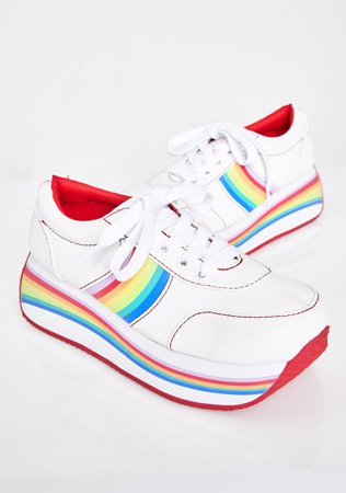 Delia's Rainbow Stripe Platform Sneakers | Dolls Kill
