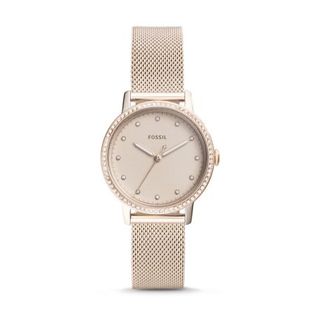 Neely Three-Hand Pastel Pink Stainless Steel Watch - Fossil