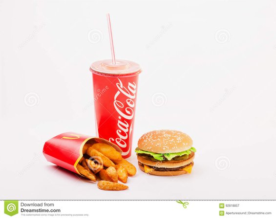 McDonald`s Food Isolated Includes Big Mac, French Fries And Coca Editorial Photography - Image of illustrative, mcdonald: 92818857