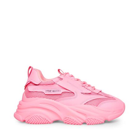 POSSESSION Hot Pink Platform Sneaker | Women's Lace Up Sneakers – Steve Madden