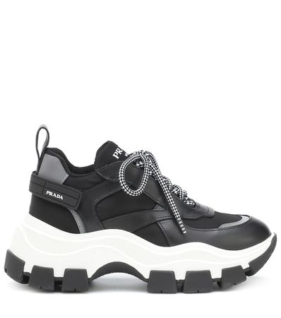 Leather-Trimmed Sneakers | Prada - Mytheresa